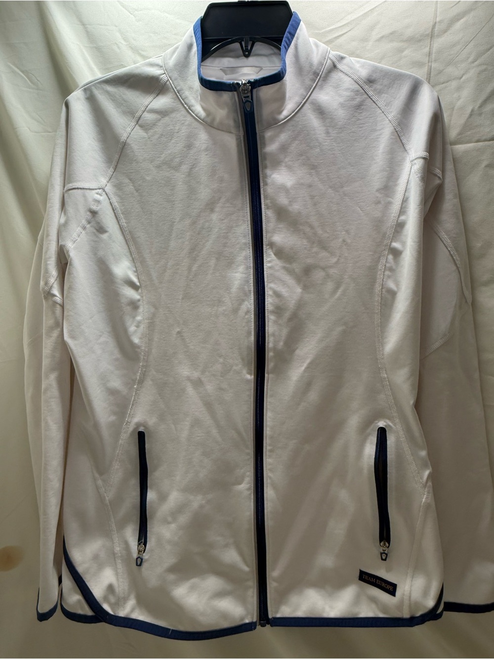 Cutter & Buck White Jacket with Navy Trim Varsity Style Size M